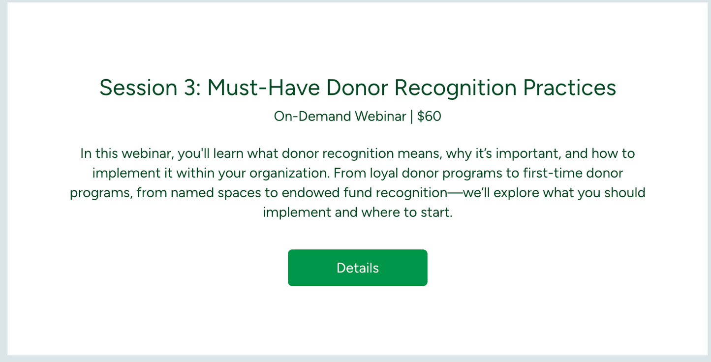 Session 3: Must-Have Donor Recognition Practices