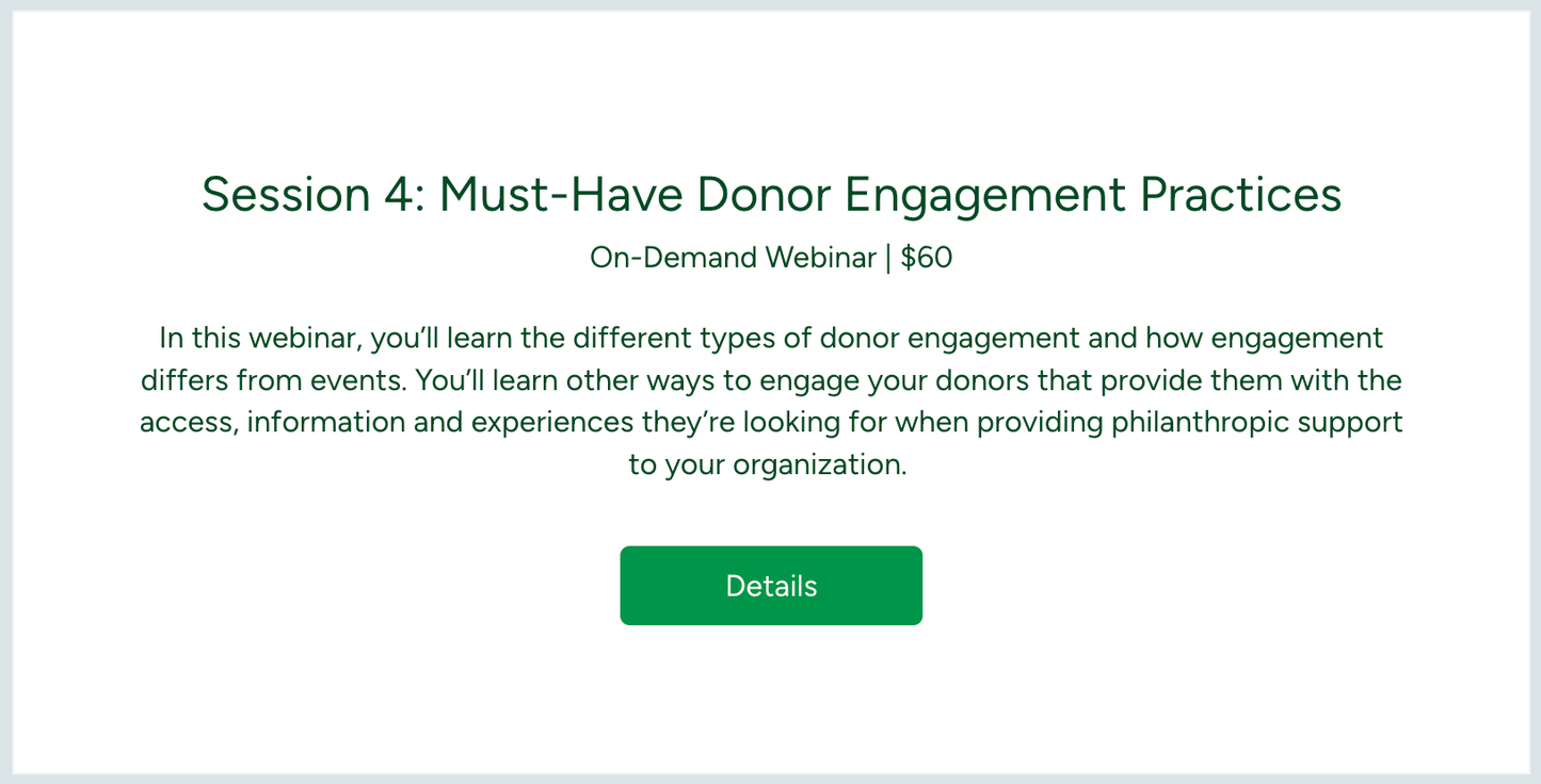 Session 4: Must-Have Donor Engagement Practices