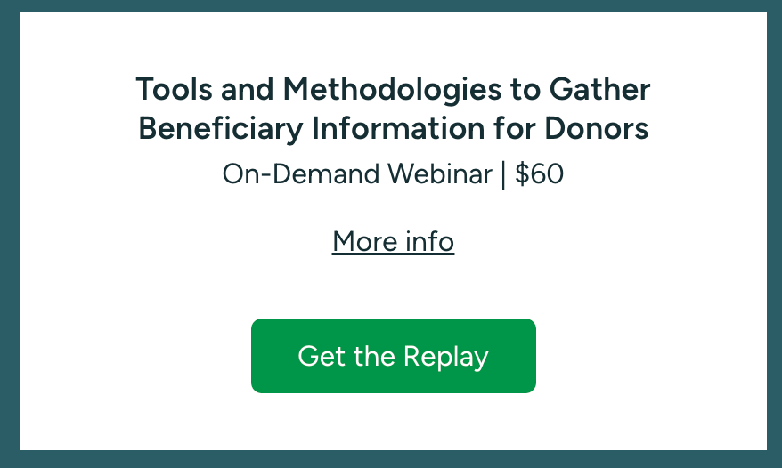 Tools and Methodologies to Gather Beneficiary Information for Donors